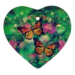 Watercolor Monarch Butterflies Heart Ornament (two Sides) by SpinnyChairDesigns