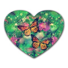 Watercolor Monarch Butterflies Heart Mousepads