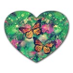 Watercolor Monarch Butterflies Heart Mousepads Front