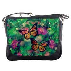 Watercolor Monarch Butterflies Messenger Bag by SpinnyChairDesigns