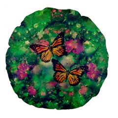 Watercolor Monarch Butterflies Large 18  Premium Flano Round Cushions by SpinnyChairDesigns