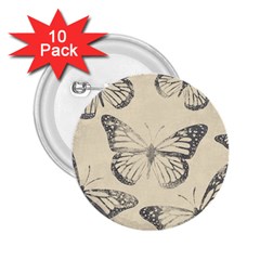 Vintage Ink Stamp On Paper Monarch Butterfly 2 25  Buttons (10 Pack)  by SpinnyChairDesigns