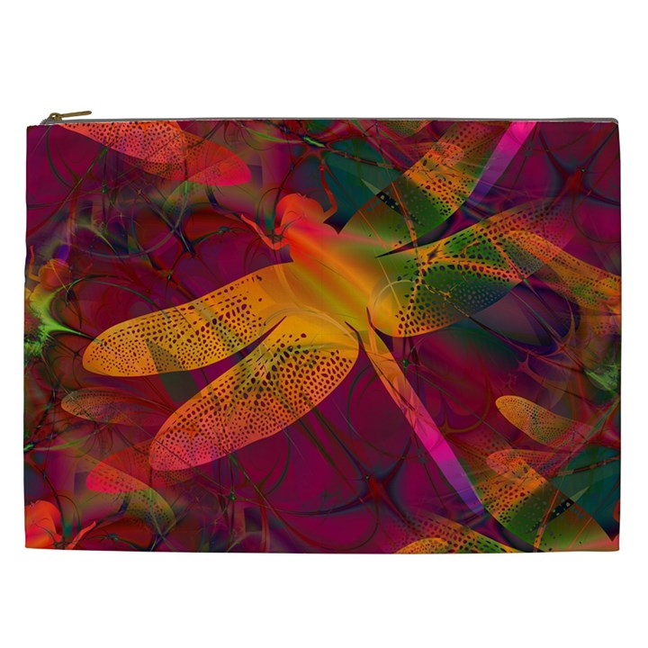 Dragonflies Abstract Colorful Pattern Cosmetic Bag (XXL)