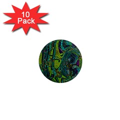 Jungle Print Green Abstract Pattern 1  Mini Magnet (10 Pack)  by SpinnyChairDesigns