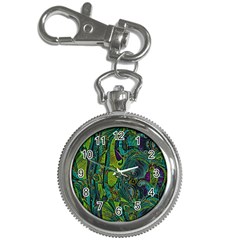 Jungle Print Green Abstract Pattern Key Chain Watches by SpinnyChairDesigns