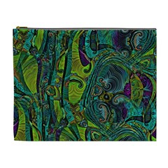 Jungle Print Green Abstract Pattern Cosmetic Bag (xl) by SpinnyChairDesigns