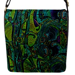 Jungle Print Green Abstract Pattern Flap Closure Messenger Bag (s) by SpinnyChairDesigns