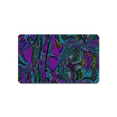 Purple Teal Abstract Jungle Print Pattern Magnet (name Card) by SpinnyChairDesigns