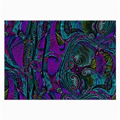 Purple Teal Abstract Jungle Print Pattern Large Glasses Cloth by SpinnyChairDesigns