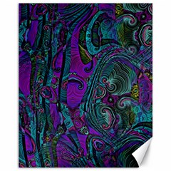 Purple Teal Abstract Jungle Print Pattern Canvas 11  X 14  by SpinnyChairDesigns