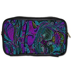 Purple Teal Abstract Jungle Print Pattern Toiletries Bag (one Side) by SpinnyChairDesigns