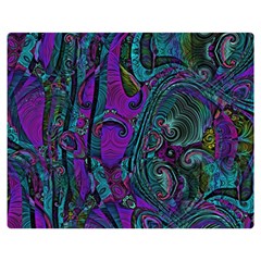 Purple Teal Abstract Jungle Print Pattern Double Sided Flano Blanket (medium)  by SpinnyChairDesigns