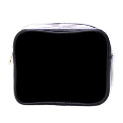 Plain Black Solid Color Mini Toiletries Bag (one Side) by FlagGallery