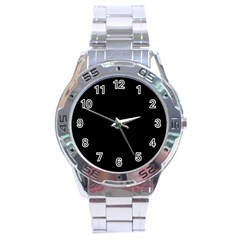 Plain Black Solid Color Stainless Steel Analogue Watch by FlagGallery