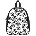 Black and White Cartoon Eyeballs School Bag (Small) Front