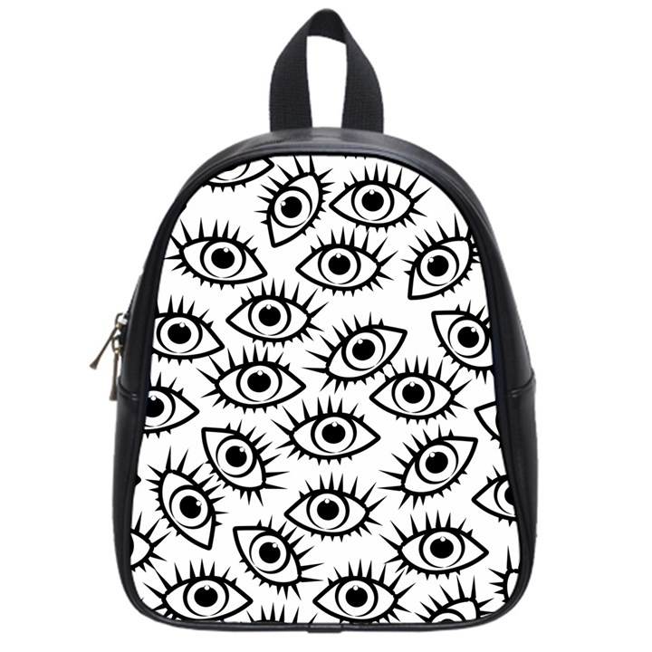 Black and White Cartoon Eyeballs School Bag (Small)