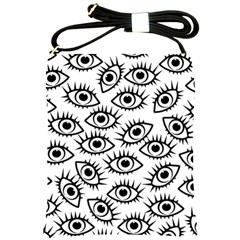 Black And White Cartoon Eyeballs Shoulder Sling Bag by SpinnyChairDesigns