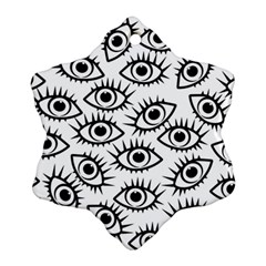Black And White Cartoon Eyeballs Ornament (snowflake) by SpinnyChairDesigns