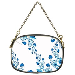 Abstract Blue Flowers On White Chain Purse (two Sides) by SpinnyChairDesigns