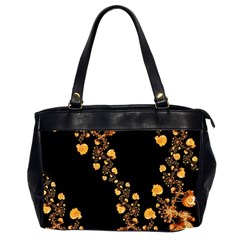 Abstract Gold Yellow Roses On Black Oversize Office Handbag (2 Sides) by SpinnyChairDesigns