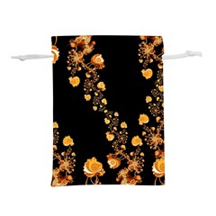 Abstract Gold Yellow Roses On Black Lightweight Drawstring Pouch (m)