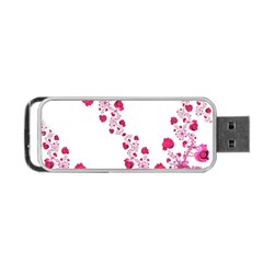 Abstract Pink Roses On White Portable Usb Flash (one Side) by SpinnyChairDesigns