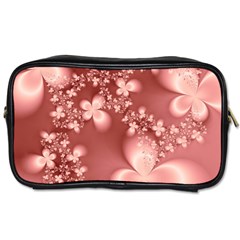 Tea Rose Colored Floral Pattern Toiletries Bag (one Side) by SpinnyChairDesigns