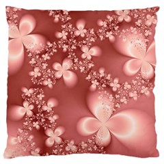 Tea Rose Colored Floral Pattern Large Cushion Case (two Sides) by SpinnyChairDesigns