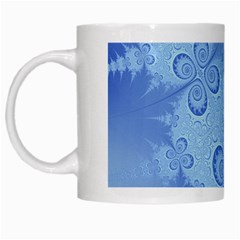 Light Blue Intricate Swirls Pattern White Mugs by SpinnyChairDesigns