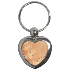 Coral Peach Intricate Swirls Pattern Key Chain (heart) by SpinnyChairDesigns