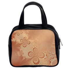 Coral Peach Intricate Swirls Pattern Classic Handbag (two Sides) by SpinnyChairDesigns