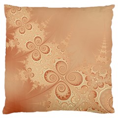 Coral Peach Intricate Swirls Pattern Large Flano Cushion Case (one Side) by SpinnyChairDesigns