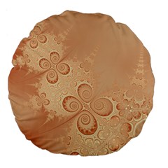 Coral Peach Intricate Swirls Pattern Large 18  Premium Flano Round Cushions by SpinnyChairDesigns