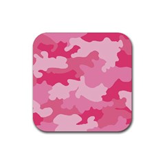 Camo Pink Rubber Coaster (square)  by MooMoosMumma