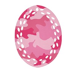 Camo Pink Oval Filigree Ornament (two Sides) by MooMoosMumma