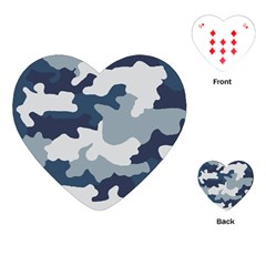 Camo Blue Playing Cards Single Design (heart) by MooMoosMumma