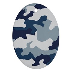 Camo Blue Oval Ornament (two Sides)