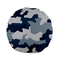 Camo Blue Standard 15  Premium Round Cushions by MooMoosMumma