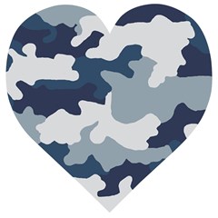 Camo Blue Wooden Puzzle Heart by MooMoosMumma