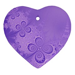 Purple Intricate Swirls Pattern Ornament (heart) by SpinnyChairDesigns