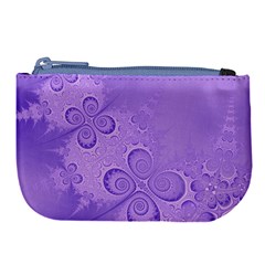 Purple Intricate Swirls Pattern Large Coin Purse by SpinnyChairDesigns