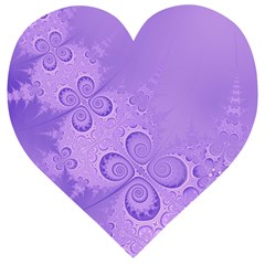Purple Intricate Swirls Pattern Wooden Puzzle Heart