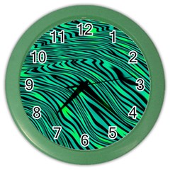 Black And Green Abstract Stripes Pattern Color Wall Clock