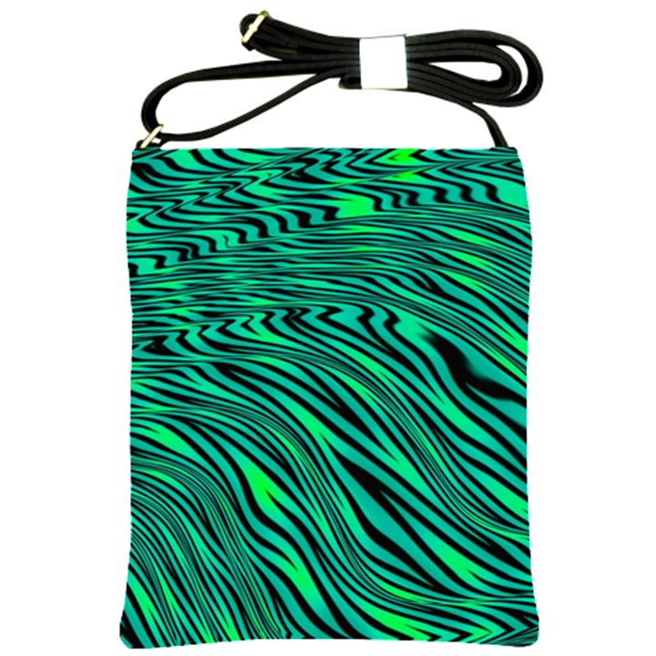 Black and Green Abstract Stripes Pattern Shoulder Sling Bag