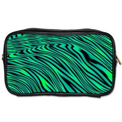 Black And Green Abstract Stripes Pattern Toiletries Bag (one Side) by SpinnyChairDesigns