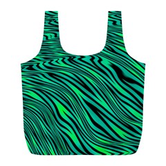 Black And Green Abstract Stripes Pattern Full Print Recycle Bag (l) by SpinnyChairDesigns