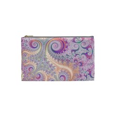 Pastel Pink Intricate Swirls Spirals  Cosmetic Bag (small) by SpinnyChairDesigns