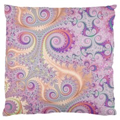 Pastel Pink Intricate Swirls Spirals  Large Flano Cushion Case (one Side) by SpinnyChairDesigns