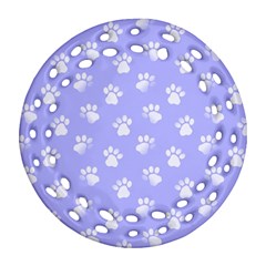 Animal Cat Dog Paw Prints Pattern Ornament (round Filigree) by SpinnyChairDesigns