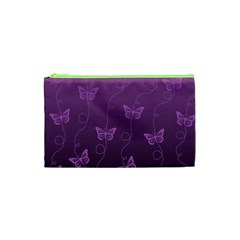 Purple Butterflies Pattern Cosmetic Bag (xs) by SpinnyChairDesigns